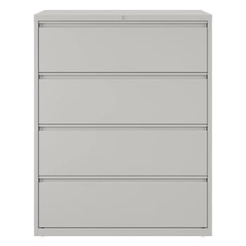 Hirsh 42" Wide 4 Drawer Metal Lateral File Cabinet For Home And Office, Holds Letter, Legal And A4 Hanging Folders, Light Gray