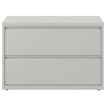Hirsh 42" Wide 2 Drawer Metal Lateral File Cabinet For Home And Office, Holds Letter, Legal And A4 Hanging Folders, Light Gray