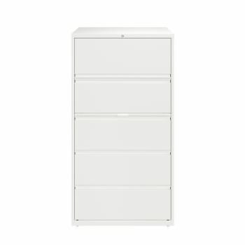 Hirsh 36" Wide 5 Drawer Metal Lateral File Cabinet For Home And Office, Holds Letter, Legal And A4 Hanging Folders, White