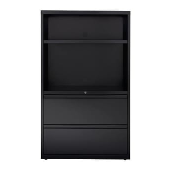 Image for Hirsh 36" Wide 2 Drawer Metal Lateral Combo File Cabinet For Home And Office, Holds Letter, Legal And A4 Hanging Folders, Black from HD Supply