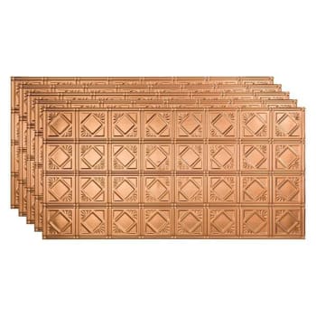 Fasade 2'x4' Traditional #4 Glue Up Ceiling Panel, Polished Copper, Package Of 5