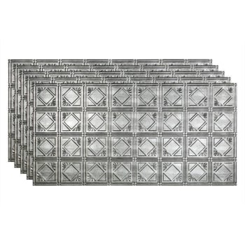 Image for Fasade 2'x4' Traditional #4 Glueup Ceiling Panel Crosshatch Silver, Package Of 5 from HD Supply
