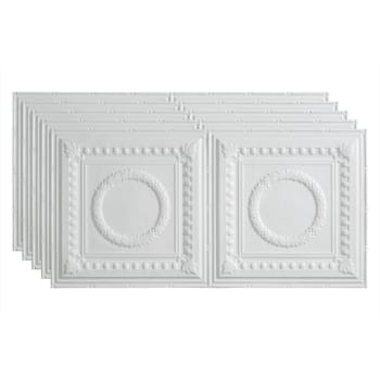 Fasade 2'x4' Rosette Glue Up Ceiling Panel, Matte White, Package Of 5