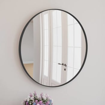 Design House Kenna Round Wall Mirror With Silver Frame, 36"