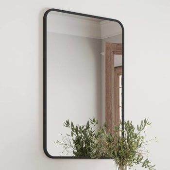 Design House Isla Rounded Corner Wall Mirror With Black Frame, 30" By 20"