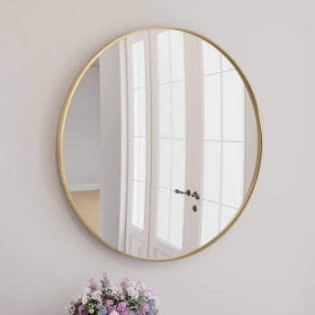 Design House Kenna Round Wall Mirror With Gold Frame, 24"