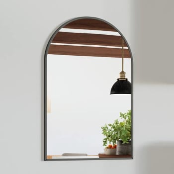 Design House Maeve Arched Wall Mirror With Black Frame, 36" By 24"