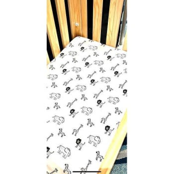 Image for Coverplay Soft Jersey Knit Cotton COMPACT Crib/Play Yard Sheet.  Package Of 12. Whimsical Animal Print Design, White Background, from HD Supply