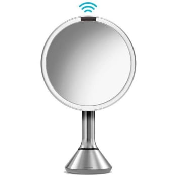 Simplehuman 8" Round Sensor Tabletop Mount Makeup Mirror Touch-Control Dual Lght