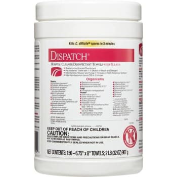 Image for Dispatch Hospital Cleaner Disinfectant Towels With Bleach Case Of 8 from HD Supply