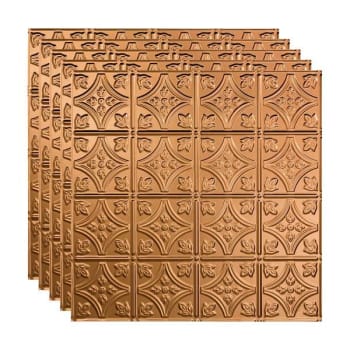 Fasade 2'x2' Traditional #1 Lay Ceiling Panel, Polished Copper, Package Of 5