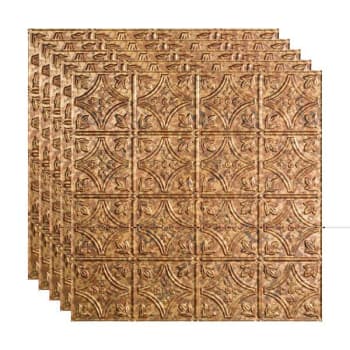 Fasade 2'x2' Traditional #1 Lay Ceiling Panel, Cracked Copper, Package Of 5