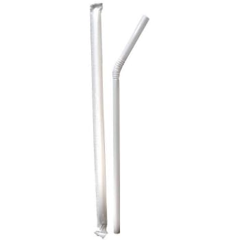 Flex Straw 7.75" White Wrapped 25/400 Per Case Of 10000