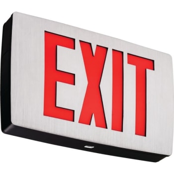Lithonia Lighting® LQC Series LED Black Die-Cast Aluminum Emergency Exit Sign, Red Letters, Battery Back-Up