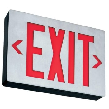 Image for Lithonia Lighting® LE Signatures Series LED Die-Cast Aluminum Black Emergency Exit Sign, Red Letters, Battery Back-Up, Self-Dia from HD Supply