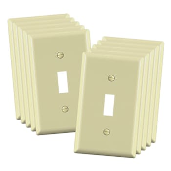 Maintenance Warehouse 1-Gang Unbreakable Polycarbonate Standard-Size Toggle Wall Plate In Gloss Ivory, 10-Pack