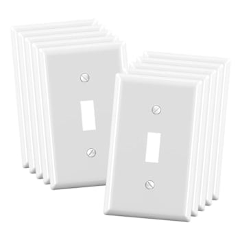Maintenance Warehouse 1-Gang Unbreakable Polycarbonate Jumbo Toggle Wall Plate In Gloss White, 10-Pack
