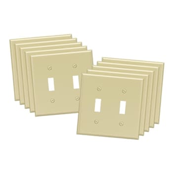 Maintenance Warehouse 2-Gang Unbreakable Polycarbonate Standard-Size Toggle Wall Plate In Gloss Ivory, 10-Pack