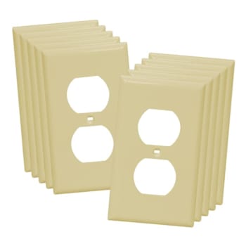 Maintenance Warehouse 1-Gang Unbreakable Polycarbonate Jumbo Duplex Wall Plate In Gloss Ivory, 10-Pack