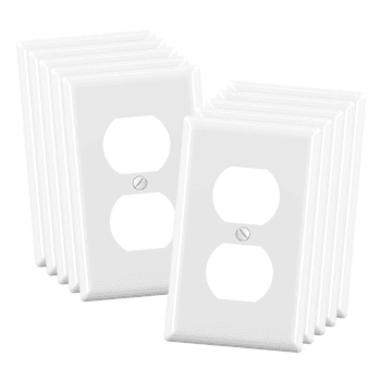 Maintenance Warehouse 1-Gang Unbreakable Polycarbonate Jumbo Duplex Wall Plate In Gloss White, 10-Pack