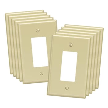 Maintenance Warehouse 1-Gang Unbreakable Polycarbonate Standard-Size Rocker Wall Plate In Gloss Ivory, 10-Pack
