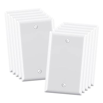 Maintenance Warehouse 1-Gang Unbreakable Polycarbonate Standard-Size Blank Wall Plate In Gloss White, 10-Pack