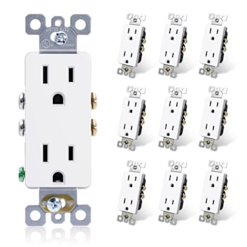 Maintenance Warehouse 15 Amp 125-Volt Decorator Receptacle In White 10-Pack