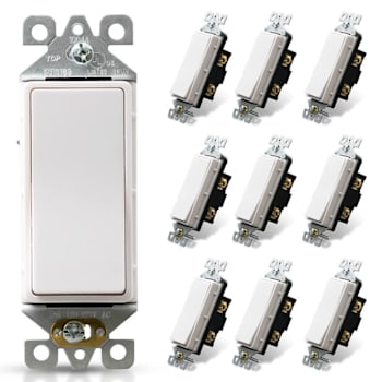 Maintenance Warehouse 15 Amp Single-Pole Rocker Light Switch In White 10-Pack