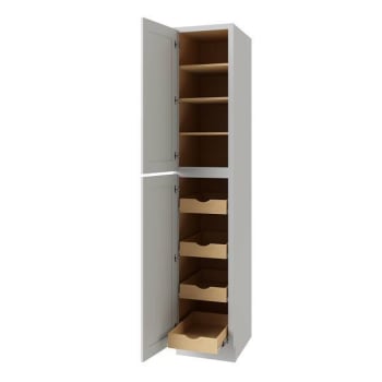Image for Cnc Cabinetry Utility Cabinet, 4 Pull Out, Left, 18"w X 96"h, Shaker White from HD Supply