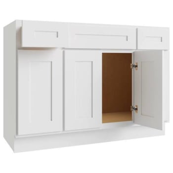 Image for Cnc Cabinetry Luxor 3-Door Vanity Base Cabinet, 5-Pc, 60"wx34.5"h, Shaker White from HD Supply