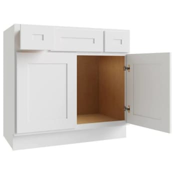 Image for Cnc Cabinetry Luxor 3-Drawer Vanity Base Cabinet, 5-Pc Drawer, 42"w Shaker White from HD Supply