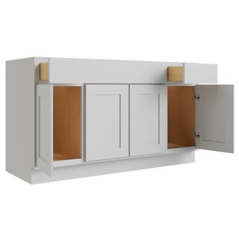 Image for Cnc Cabinetry Luxor 54" 4-Door Sink Base Cabinet, Shaker Misty Grey from HD Supply