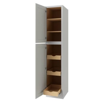 Image for Cnc Cabinetry Utility Cabinet, 3 Pull Out, Left, 18"w X 90"h, Shaker White from HD Supply