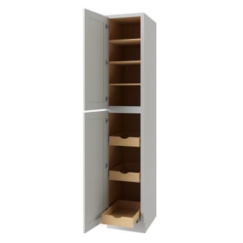 Image for Cnc Cabinetry Utility Cabinet, 3 Pull Out, Left, 18"w X 96"h, Shaker White from HD Supply