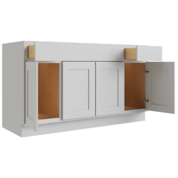 Image for Cnc Cabinetry Luxor 60" 4-Door Sink Base Cabinet, Shaker Misty Grey from HD Supply
