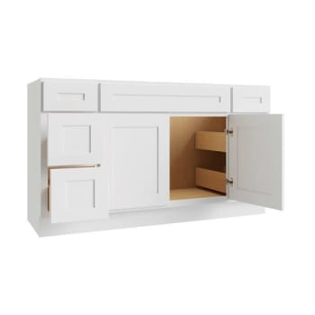 Image for Cnc Cabinetry Luxor 2-Door Vanity Cabinet, 5-Pc, 60"wx34.5"hx21"d, Shaker White from HD Supply
