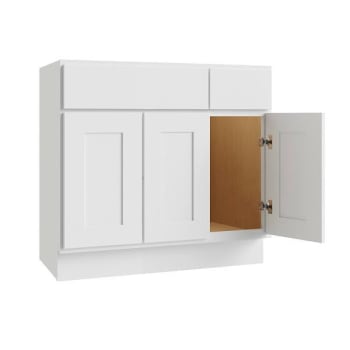 Cnc Cabinetry Luxor 3-Door Vanity Base Cabinet, 42"w X 34.5"h, Shaker Misty Grey