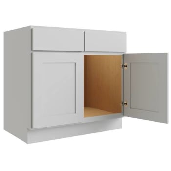 Image for Cnc Cabinetry Luxor 48" 4-Door Sink Base Cabinet, Shaker Misty Grey from HD Supply