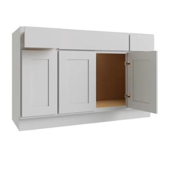 Cnc Cabinetry Luxor 4-Door Vanity Base Cabinet, 60"w X 34.5"h, Shaker Smoky Grey