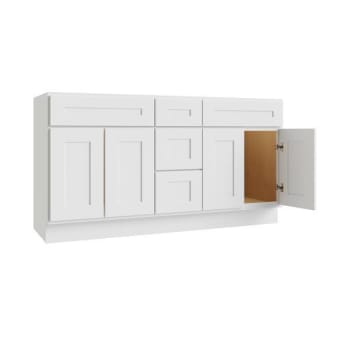 Image for Cnc Cabinetry Luxor 3-Drawer Vanity Base Cabinet, 5-Pc Drawer, 60"w Shaker White from HD Supply