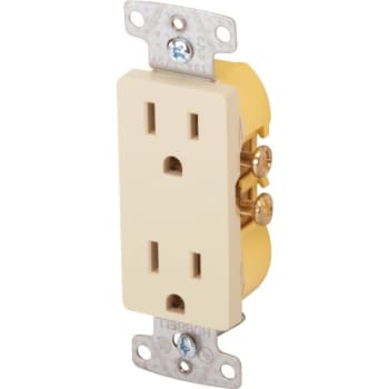 Image for Hubbell® 15 Amp 125 Volt 3-Wire Grounding Decorator Straight Blade Duplex Standard Outlet (Ivory) from HD Supply