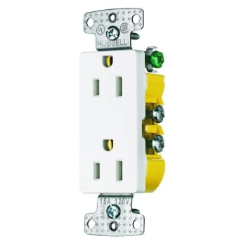 Image for Hubbell® 15 Amp 125 Volt 3-Wire Grounding Decorator Duplex Standard Outlet (White) from HD Supply