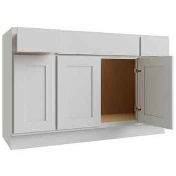 Image for Cnc Cabinetry Luxor 4-Door Vanity Base Cabinet, 54"w X 34.5"h, Shaker Misty Grey from HD Supply