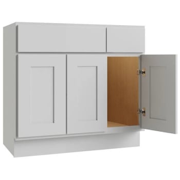 Cnc Cabinetry Luxor 3-Door Vanity Base Cabinet, 42"w X 34.5"h, Shaker White