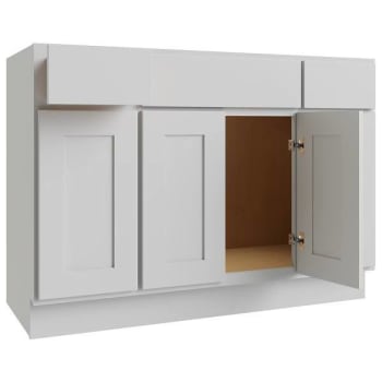 Image for Cnc Cabinetry Luxor 4-Door Vanity Base Cabinet, 48"w X 34.5"h, Shaker Misty Grey from HD Supply