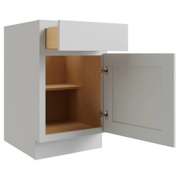 Image for Cnc Cabinetry Luxor 1-Door Vanity Base Cabinet, 18"w X 34.5"h, Shaker Misty Grey from HD Supply