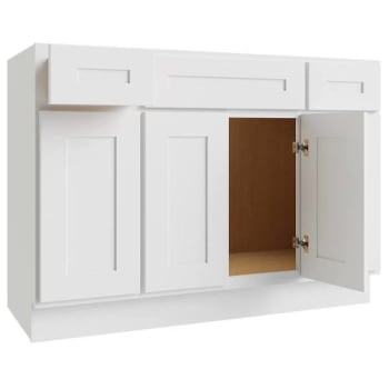 Image for Cnc Cabinetry Luxor 3-Door Vanity Base Cabinet, 5-Pc, 48"wx34.5"h, Shaker White from HD Supply