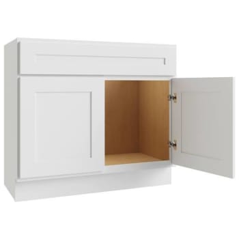 Cnc Cabinetry Luxor 3-Door Vanity Base Cabinet, 5-Pc, 36"wx34.5"h, Shaker White