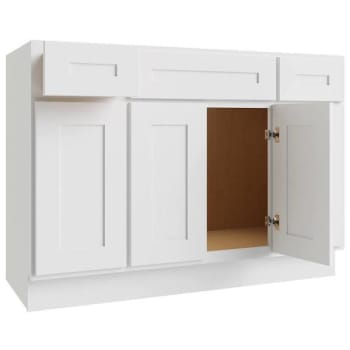Image for Cnc Cabinetry Luxor 3-Door Vanity Base Cabinet, 5-Pc, 54"wx34.5"h, Shaker White from HD Supply