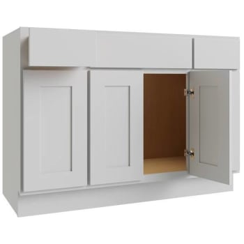 Cnc Cabinetry Luxor 4-Door Vanity Base Cabinet, 48"w X 34.5"h, Shaker Smoky Grey